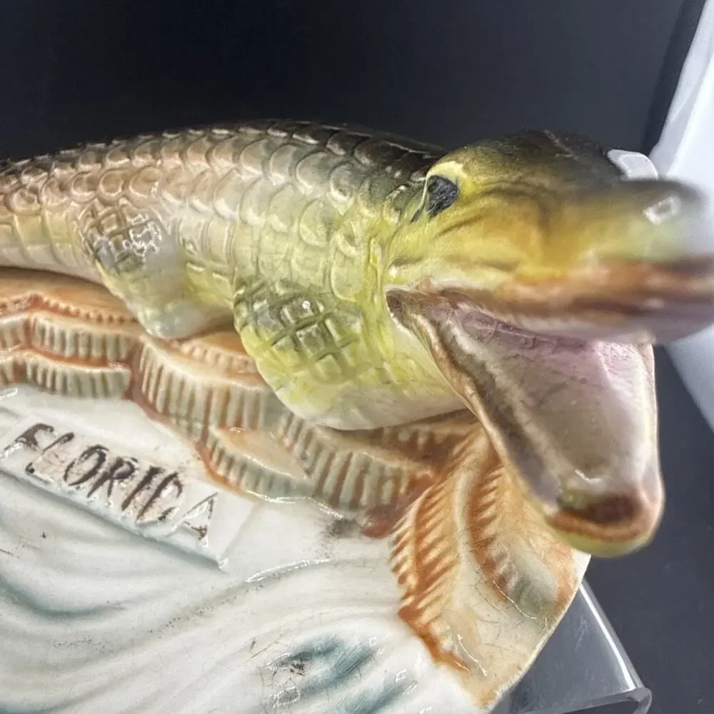 Vtg Giftcraft GF Japan Florida Alligator Souvenir Ceramic Ashtray Trinket Dish